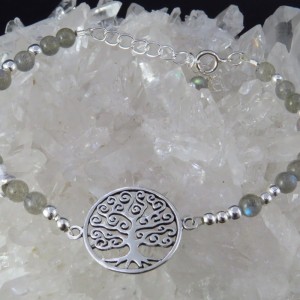 Pulsera árbol de la vida labradorita y plata