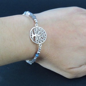 Pulsera árbol de la vida labradorita y plata