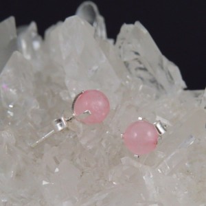 Pendientes cuarzo rosa y plata