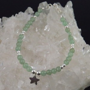 Pulsera cuarzo verde y plata