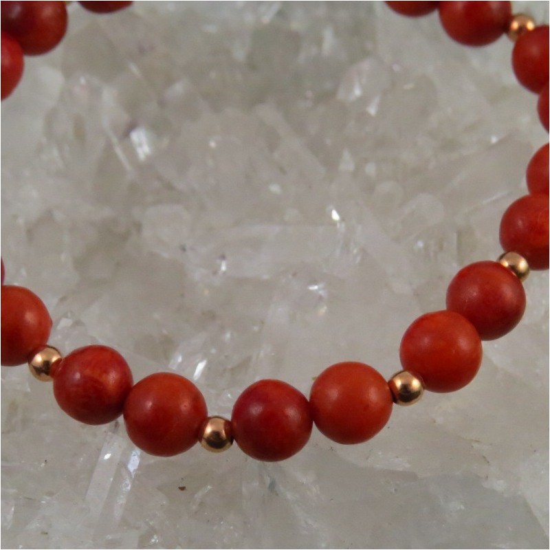 Pulsera de coral y oro rosa - La Tienda de los Minerales Pulsera de coral y oro rosa - La Tienda de los Minerales