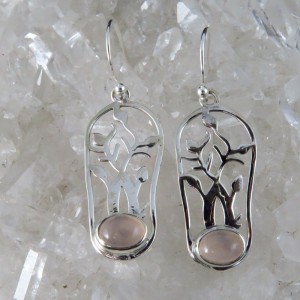 Pendientes cuarzo rosa y plata