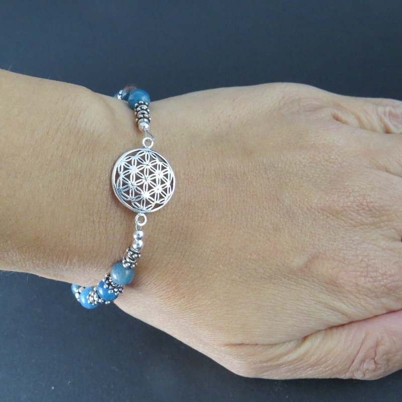 Pulsera flor de la vida crisocola y plata Pulsera flor de la vida crisocola y plata