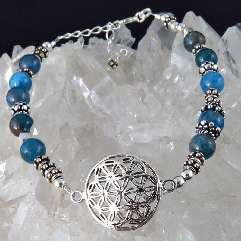 Pulsera flor de la vida crisocola y plata Pulsera flor de la vida crisocola y plata