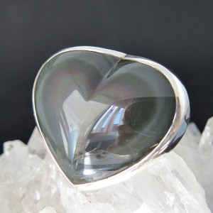 Anillo obsidiana arco iris y plata