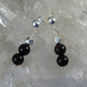 Conjunto obsidiana dorada y plata