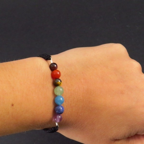 Pulsera siete chakras con cordón de seda