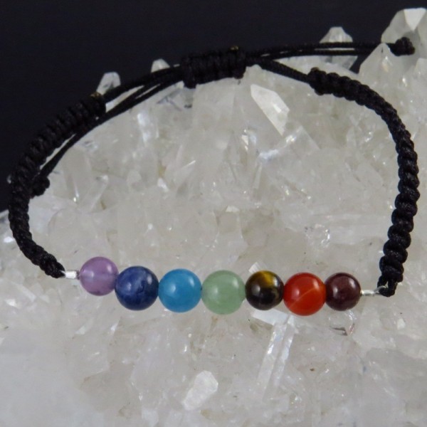 Pulsera siete chakras con cordón de seda