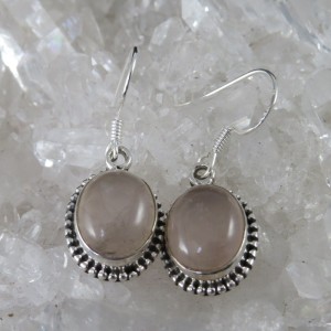 Pendientes cuarzo rosa y plata