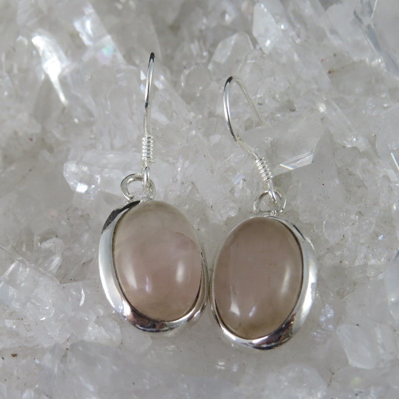 Pendientes cuarzo rosa y plata Pendientes cuarzo rosa y plata