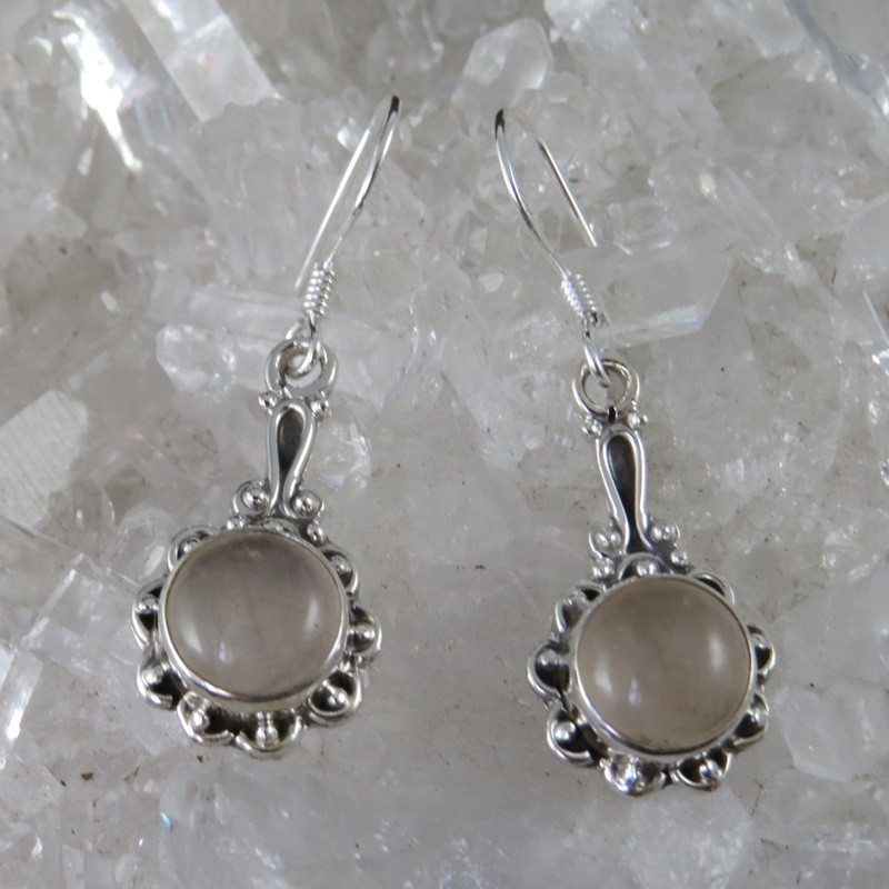 Pendientes cuarzo rosa y plata Pendientes cuarzo rosa y plata