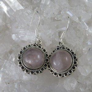 Pendientes cuarzo rosa y plata