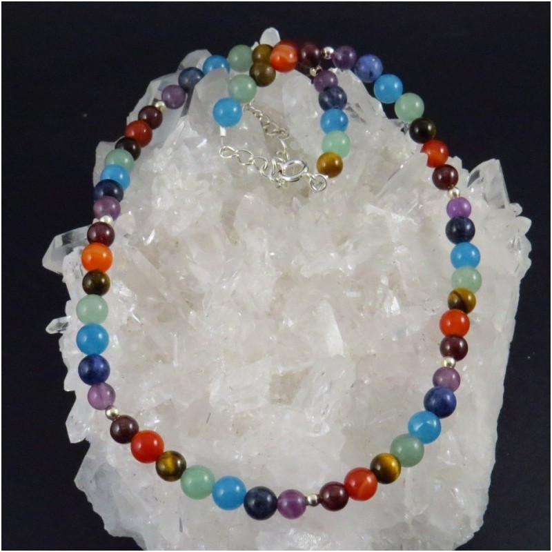 Collar siete chakras y plata - La Tienda de los Minerales Collar siete chakras y plata - La Tienda de los Minerales