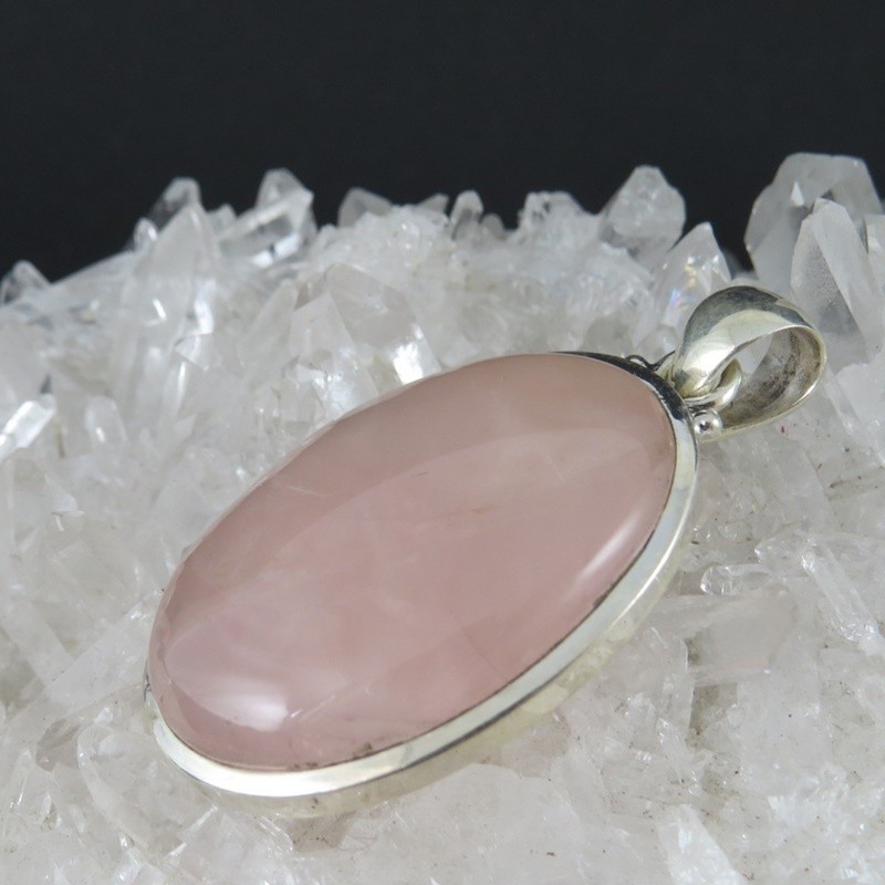 Colgante cuarzo rosa y plata Colgante cuarzo rosa y plata