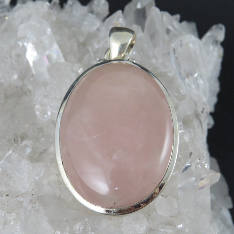 Colgante cuarzo rosa y plata Colgante cuarzo rosa y plata
